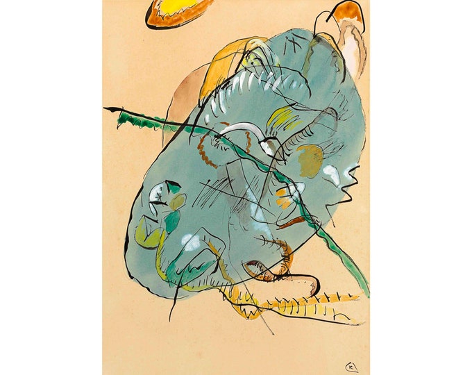 Wassily Kandinsky, Entwurf zu Blauer Fleck, 1913 | Art Print | Canvas Print | Fine Art Poster | Art Reproduction | Archival Giclee | Gift
