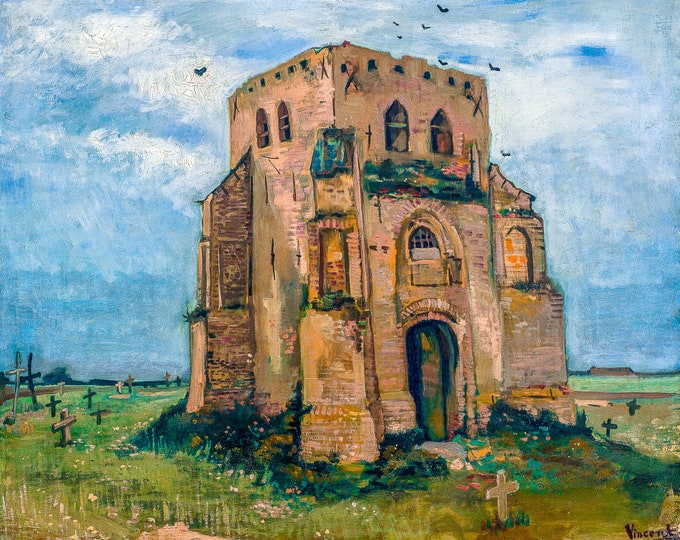 Van Gogh, The old cemetery-tower in Nuenen, 1885 | Art Print | Canvas Print | Fine Art Poster | Art Reproduction | Archival Giclee | Gift