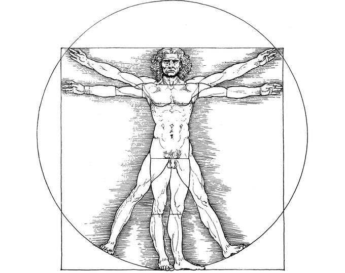 Leonardo da Vinci, Golden Ratio, Vitruvian Man, 1492 | Art Print | Canvas Print | Fine Art Poster | Art Reproduction | Archival Giclee