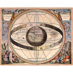 Celestial Chart of the Zodiac, Astrology Map, 1660 | Art Print | Canvas Print | Fine Art Poster | Art Reproduction | Archival Giclee | Gift
