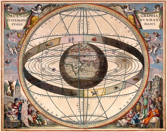 Celestial Chart of the Zodiac – Astrology Map, (1660), Canvas Print or Fine Art Giclee – Enhanced