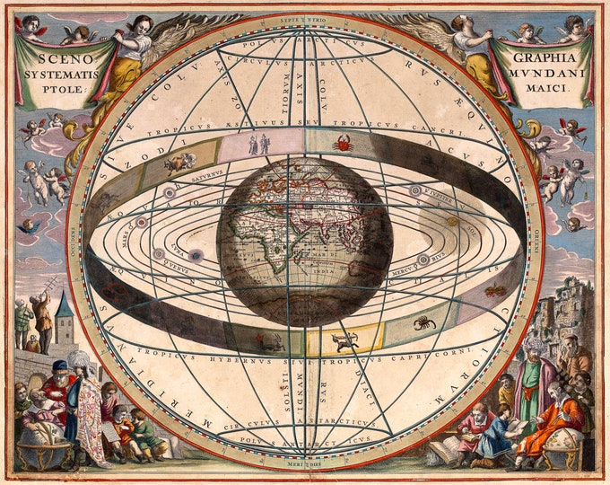 Celestial Chart of the Zodiac, Astrology Map, 1660 | Art Print | Canvas Print | Fine Art Poster | Art Reproduction | Archival Giclee | Gift