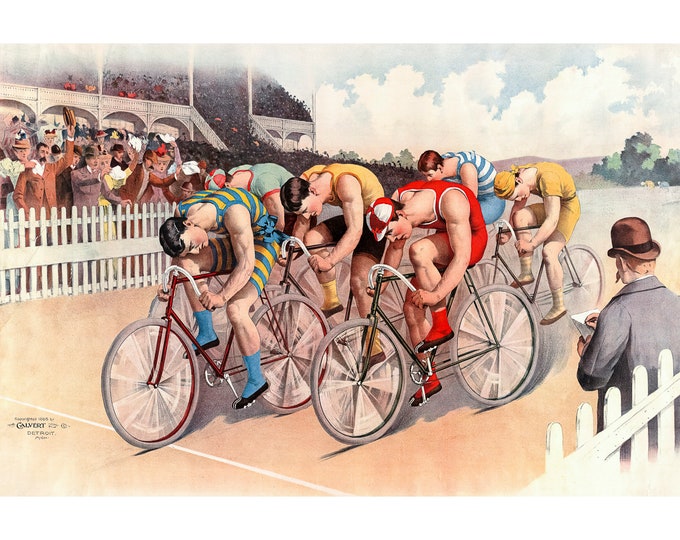 Bicycle Poster, Bicycle Race, Detroit ,1895 | Art Print | Canvas Print | Fine Art Poster | Art Reproduction | Archival Giclee | Gift Wrapped