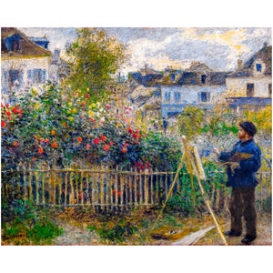 Renoir, Monet Painting in his Garden at Argenteuil, 1873 | Art Print | Canvas Print | Fine Art Poster | Art Reproduction | Archival Giclee