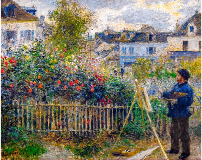 Renoir, Monet Painting in his Garden at Argenteuil, 1873 | Art Print | Canvas Print | Fine Art Poster | Art Reproduction | Archival Giclee