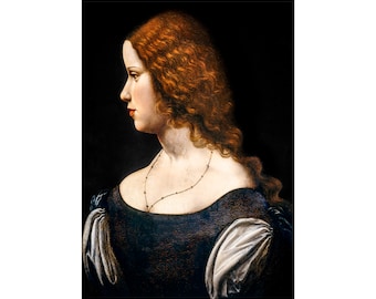 Leonardo da Vinci, Portrait of a Young Lady, 1500 | Art Print | Canvas Print | Fine Art Poster | Art Reproduction | Archival Giclee | Gift