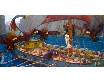 John William Waterhouse, Ulysses and the Sirens, 1891 | Art Print | Canvas Print | Fine Art Poster | Art Reproduction | Archival Giclee