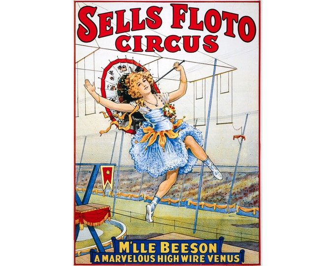 Sells Floto Circus, High Wire Circus | Art Print | Canvas Print | Fine Art Poster | Art Reproduction | Archival Giclee | Gift Wrapped