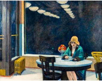 Edward Hopper, Automat, 1927 | Art Print | Canvas Print | Fine Art Poster | Art Reproduction | Archival Giclee | Gift Wrapped