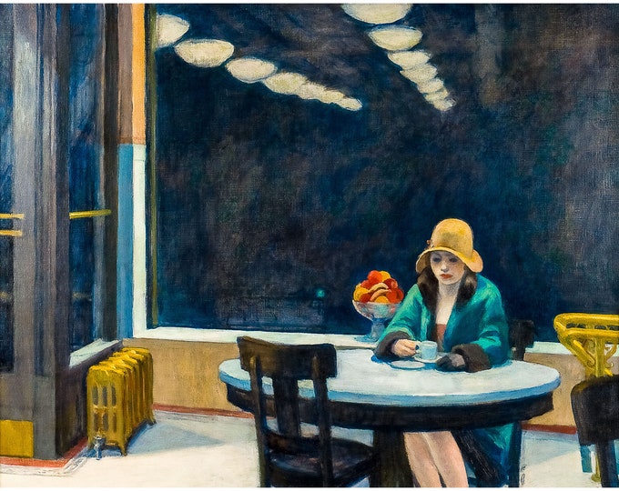 Edward Hopper, Automat, 1927 | Art Print | Canvas Print | Fine Art Poster | Art Reproduction | Archival Giclee | Gift Wrapped
