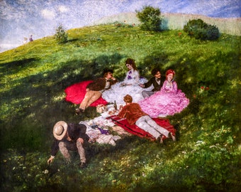 Pál Szinyei Merse, Picnic in May, 1873 | Art Print | Canvas Print | Fine Art Poster | Art Reproduction | Archival Giclee | Gift Wrapped