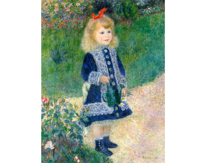 Renoir, A Girl with a Watering Can, 1876 | Art Print | Canvas Print | Fine Art Poster | Art Reproduction | Archival Giclee | Gift Wrapped