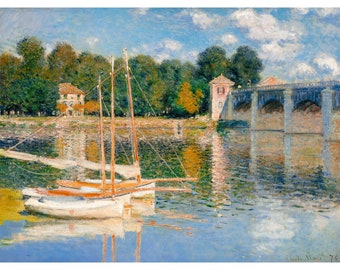 Claude Monet, The Railway Bridge at Argenteuil, 1874 | Art Print | Canvas Print | Fine Art Poster | Art Reproduction | Archival Giclee