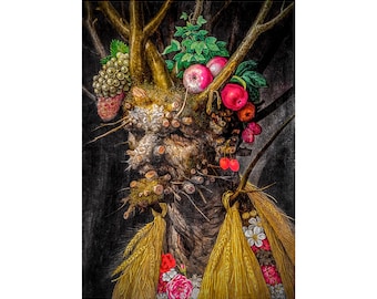 Giuseppe Arcimboldo, Four Seasons in One Head, 1590 | Art Print | Canvas Print | Fine Art Poster | Art Reproduction | Archival Giclee | Gift