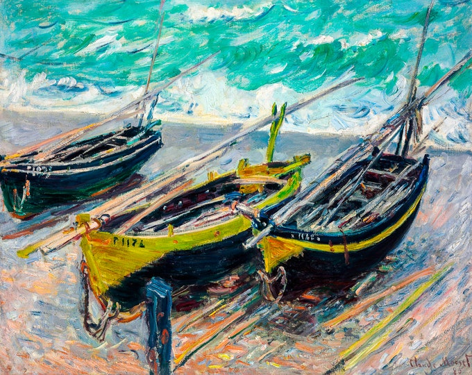 Claude Monet, Fishing Boats at Sea, 1868 | Art Print | Canvas Print | Fine Art Poster | Art Reproduction | Archival Giclee | Gift Wrapped