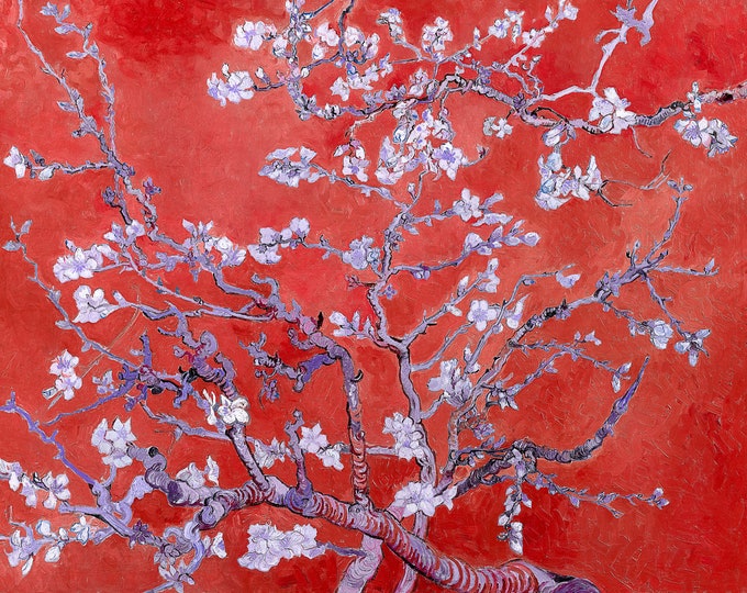 Van Gogh, Almond Blossoms in Red, 1890 | Art Print | Canvas Print | Fine Art Poster | Art Reproduction | Archival Giclee | Gift Wrapped