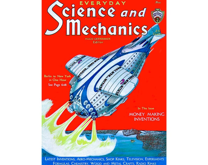 Science And Mechanics Nov 1931 Cover | Art Print | Canvas Print | Fine Art Poster | Art Reproduction | Archival Giclee | Gift Wrapped
