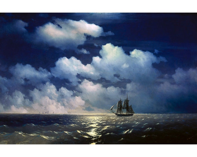 Ivan Aivazovsky, The brig Mercury encounter after defeating two Turkish ships of the Russian squadron, 1848 | Art Print | Canvas Print