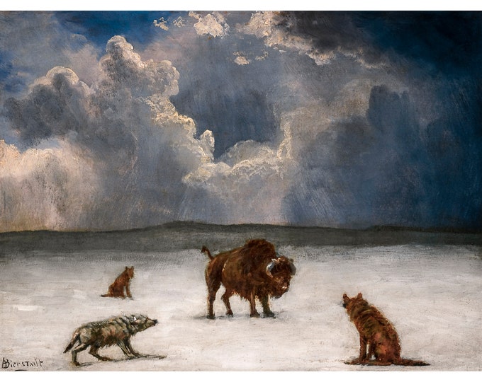 Albert Bierstadt, Trapped, 1850 | Art Print | Canvas Print | Fine Art Poster | Art Reproduction | Archival Giclee | Gift Wrapped