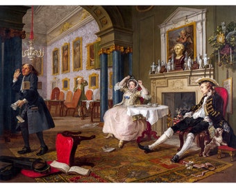 William Hogarth, Marriage à-la-mode: 2. The Tête à Tête, 1743 | Art Print | Canvas Print | Fine Art Poster | Art Reproduction | Archival