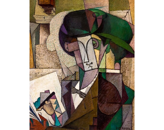 Diego Rivera, Young Man with a Fountain Pen, 1914 | Art Print | Canvas Print | Fine Art Poster | Art Reproduction | Archival Giclee | Gift