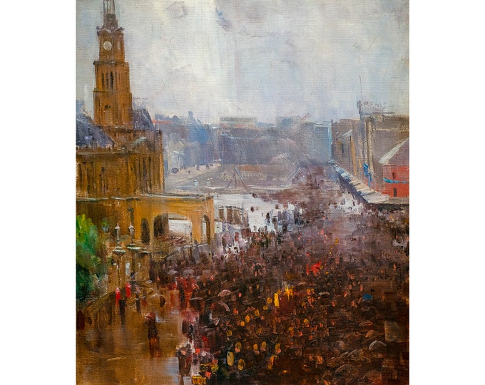 Arthur Streeton, Fireman's funeral, George Street, 1894 | Art Print | Canvas Print | Fine Art Poster | Art Reproduction | Archival Giclee