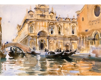 John Singer Sargent, Rio dei Mendicanti, Venice, 1909 | Art Print | Canvas Print | Fine Art Poster | Art Reproduction | Archival Giclee