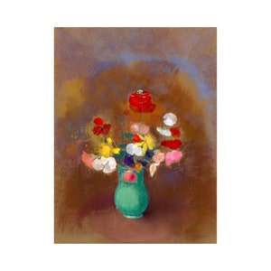 Odilon Redon, Coquelicots dans un vase vert, 1910 | Art Print | Canvas Print | Fine Art Poster | Art Reproduction | Archival Giclee | Gift