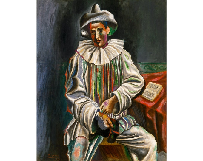 Pablo Picasso, Pierrot, Clown, 1918 | Art Print | Canvas Print | Fine Art Poster | Art Reproduction | Archival Giclee | Gift Wrapped