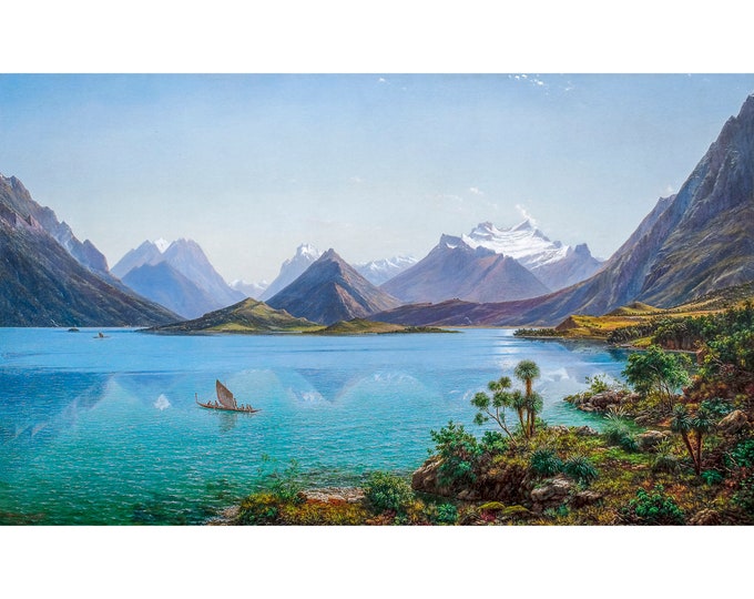 Eugene von Guerard, Lake Wakatipu with Mount Earnslaw, Middle Island, New Zealand, 1879 | Art Print | Canvas Print | Fine Art Poster | Art