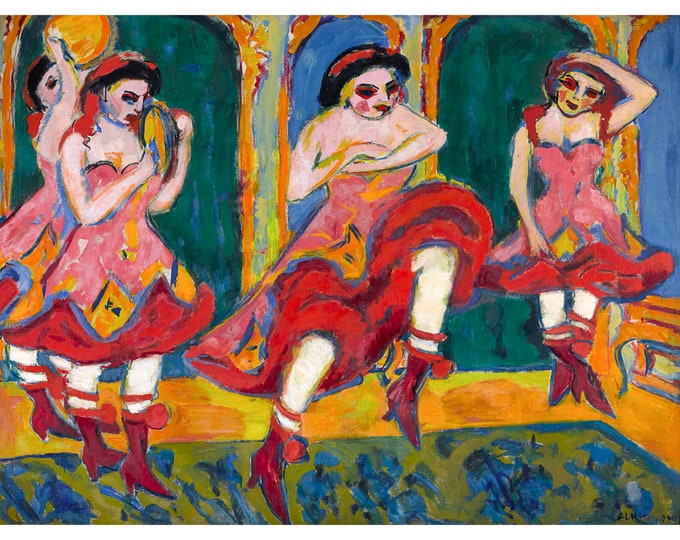 Ernst Ludwig Kirchner, Czardas Dancers, 1908 | Art Print | Canvas Print | Fine Art Poster | Art Reproduction | Archival Giclee | Gift Wrap