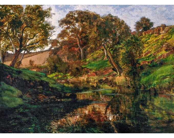 Julian Ashton, Evening, Merri Creek, 1882 | Art Print | Canvas Print | Fine Art Poster | Art Reproduction | Archival Giclee | Gift Wrapped