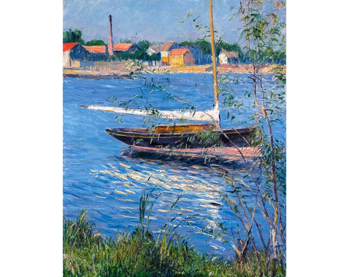 Gustave Caillebotte, Boat moored on the Seine at Argenteuil, 1884 | Art Print | Canvas Print | Fine Art Poster | Art Reproduction | Archival