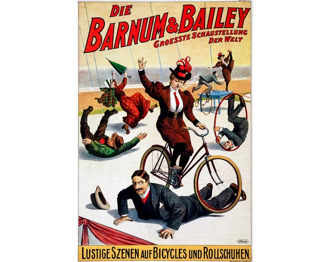 Barnum & Bailey Circus, Bicycles | Art Print | Canvas Print | Fine Art Poster | Art Reproduction | Archival Giclee | Gift Wrapped
