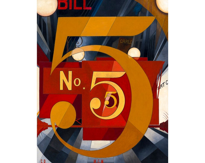Charles Demuth, I Saw The Figure 5 in Gold, 1928 | Art Print | Canvas Print | Fine Art Poster | Art Reproduction | Archival Giclee | Gift