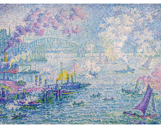 Paul Signac, Le port de Rotterdam, 1907 | Art Print | Canvas Print | Fine Art Poster | Art Reproduction | Archival Giclee | Gift Wrapped