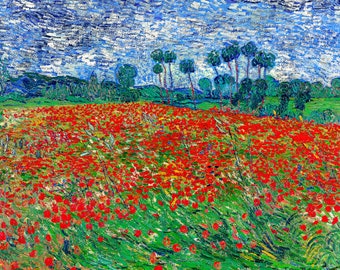 Van Gogh, Poppy field, 1890 | Art Print | Canvas Print | Fine Art Poster | Art Reproduction | Archival Giclee | Gift Wrapped