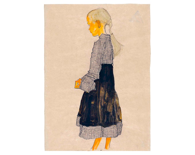 Egon Schiele, Oesterreichisches Mäderl, 1910 | Art Print | Canvas Print | Fine Art Poster | Art Reproduction | Archival Giclee | Gift Wrap