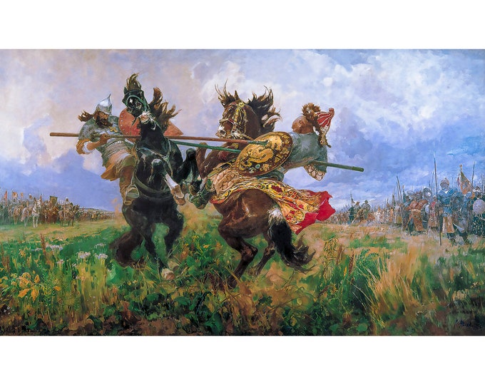 Mikhail Ivanovich Avilov, Duel on the Kulikovo Field, 1943 | Art Print | Canvas Print | Fine Art | Art Reproduction | Archival Giclee