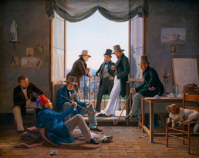Constantin Hansen, A Group of Danish Artists in Rome, 1837 | Art Print | Canvas Print | Fine Art Poster | Art Reproduction | Archival Giclee