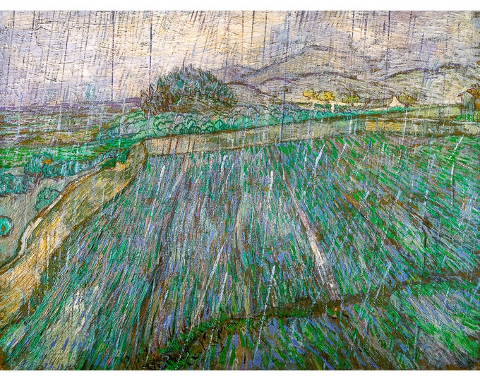 Van Gogh, Wheat field in the rain, 1889 | Art Print | Canvas Print | Fine Art Poster | Art Reproduction | Archival Giclee | Gift Wrapped