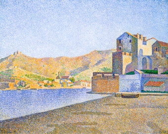 Paul Signac, The Town Beach, Collioure, Opus 165, 1887 | Art Print | Canvas Print | Fine Art Poster | Art Reproduction | Archival Giclee