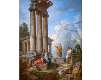 Giovanni Paolo Panini, Ruins with Saint Paul Preaching, 1735 | Art Print | Canvas Print | Art Reproduction | Archival Giclee | Gift Wrapped