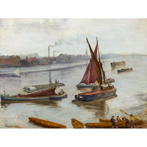 James Whistler, Grey and Silver, Old Battersea Reach, 1863 | Art Print | Canvas Print | Fine Art Poster | Art Reproduction | Archival Giclee