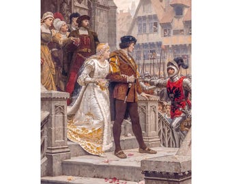 Edmund Leighton, To Arms! Call to Arms 1888 | Art Print | Canvas Print | Fine Art Poster | Art Reproduction | Archival Giclee | Gift Wrapped