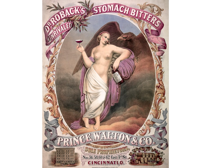 Dr Roback's Stomach Bitters, Vintage Advertising | Art Print | Canvas Print | Fine Art Poster | Art Reproduction | Archival Giclee | Gift
