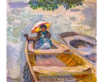 Pierre Bonnard, On a Boat with Dog, En bateau, 1910 | Art Print | Canvas Print | Fine Art Poster | Art Reproduction | Giclee | Gift Wrapped