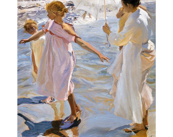 Joaquín Sorolla Garcia, Time for a Bathe, Valencia, 1909 | Art Print | Canvas Print | Fine Art Poster | Art Reproduction | Archival Giclee