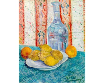 Van Gogh, Carafe and Dish with Citrus Fruit, 1887 | Art Print | Canvas Print | Fine Art Poster | Art Reproduction | Archival Giclee | Gift