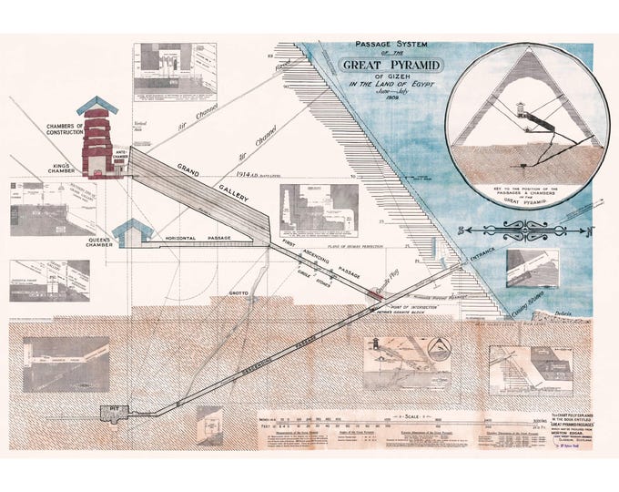 Great Pyramid of Giza - Passage System Gizeh, Egypt 1909 | Art Print | Canvas Print | Art Reproduction | Archival Giclee | Gift Wrapped